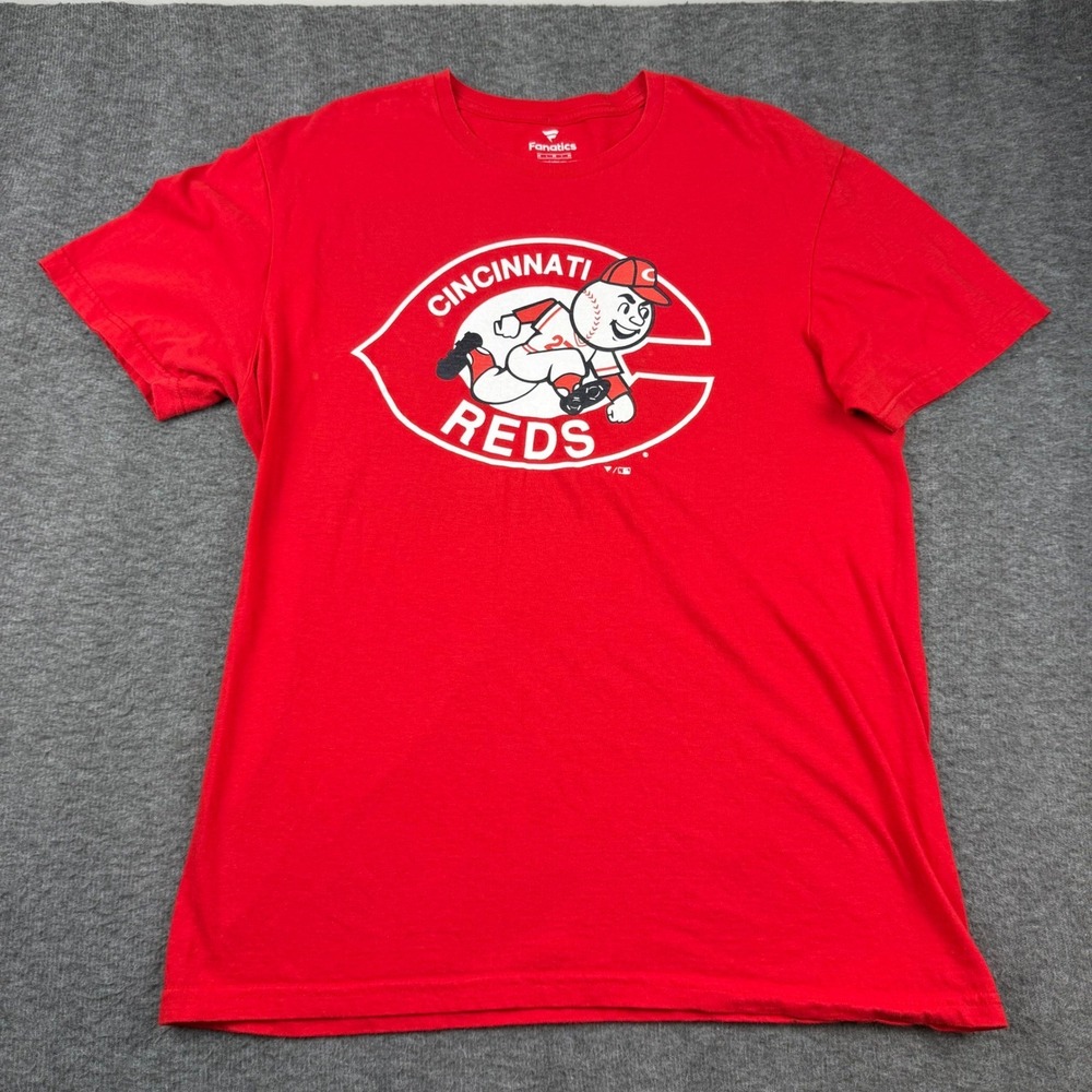 Fanatics T-Shirt Men's Medium Red Cincinnati Reds Mr Redlegs MLB Baseball Tee
